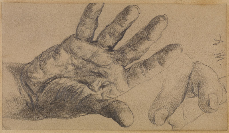 Adolf von Menzel (German 1815-1905) The Right Hand of the Artist (Self Portrait), ca 1890. Graphite. 145 x 78mm