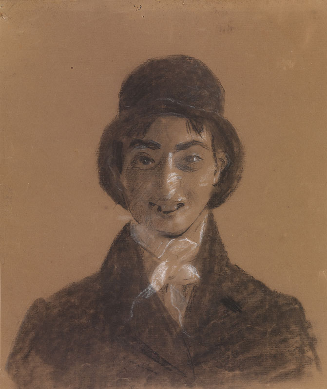 Adolphe-Felix Cals (French 1810-1880). Portrait of the Artist on a good day (self portrait), ca 1840. Black chalk. 267x225mm