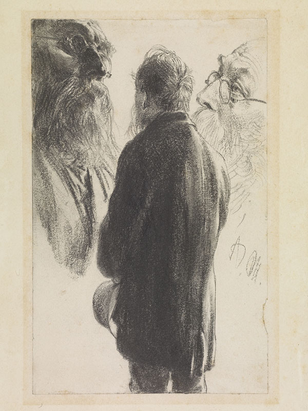 Adolf von Menzel [ German 1815 - 1905 ] STUDIES OF A MAN , ca 1890 , graphite on paper , 208 x 134 mm