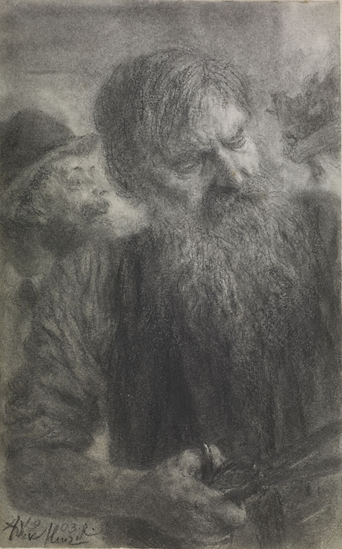 Adolf von Menzel (German 1815-1905). Man with Shears, 1903 . Grahite. 213x134 mm