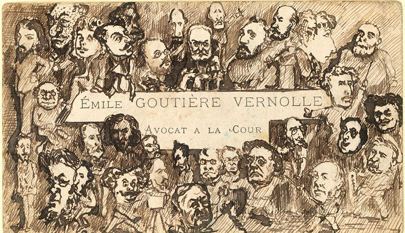 Anonymous [ French mid 19th century ]  33 PORTRAITS OF FRENCH CULTURAL PERSONALITIES ON A BUSINESS CARD