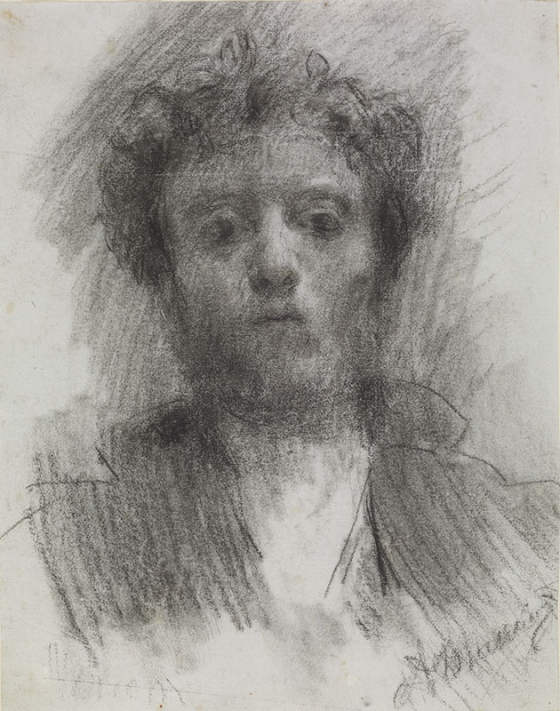 Antonio Mancini (Italian 1852-1930). Self portrait, ca 1880. Graphite. 195x150mm