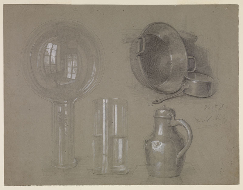 Auguste-Hilaire Leveille [ French 1840-1900 ] SELF PORTRAIT IN A GLASS OBJECT