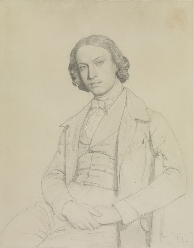 Dominique Louis Papety [ French 1815- 1849 ] PORTRAIT OF A MAN  , graphite ,  270 x 213 mm
