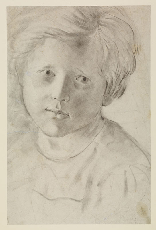 Francis Danby [ English , 1793 - 1861 ]  PORTRAIT OF THE ARTIST'S SON  , black chalk on paper , 310 x 210 mm