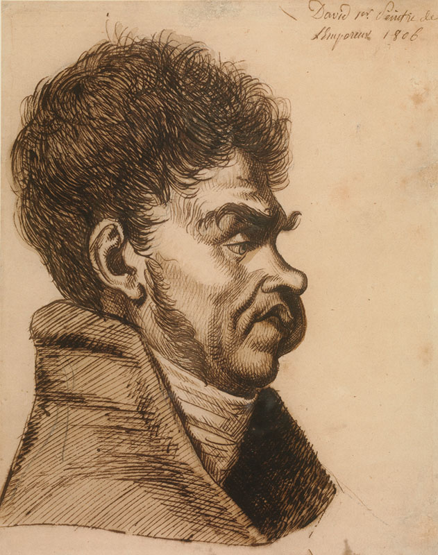 Jean-Baptiste Isabey (French 1867-1855). Jacque Louis David, 1806. Pen and ink. 208x165mm