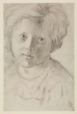 Francis Danby [ English , 1793 - 1861 ]  PORTRAIT OF THE ARTIST'S SON  , black chalk on paper , 310 x 210 mm