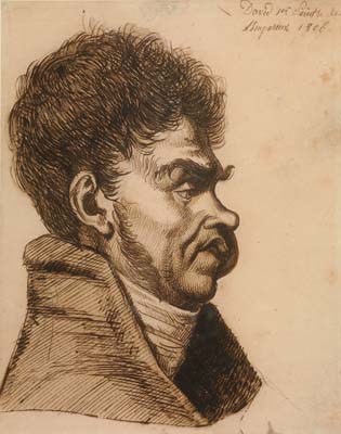 Jean-Baptiste Isabey (French 1867-1855). Jacque Louis David, 1806. Pen and ink. 208x165mm